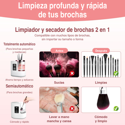 BrushSpa – Limpiador y Secador Eléctrico de Brochas de Maquillaje 2 en 1