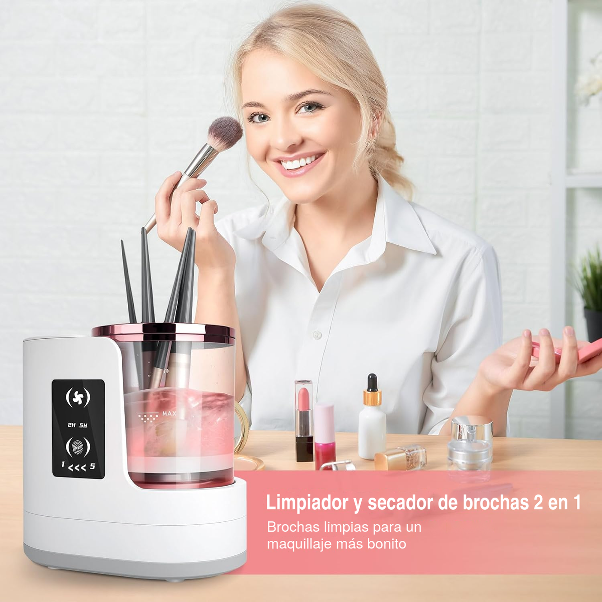 BrushSpa – Limpiador y Secador Eléctrico de Brochas de Maquillaje 2 en 1