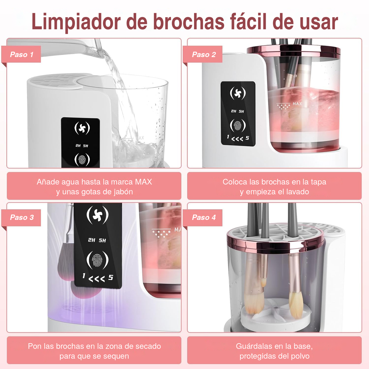 BrushSpa – Limpiador y Secador Eléctrico de Brochas de Maquillaje 2 en 1