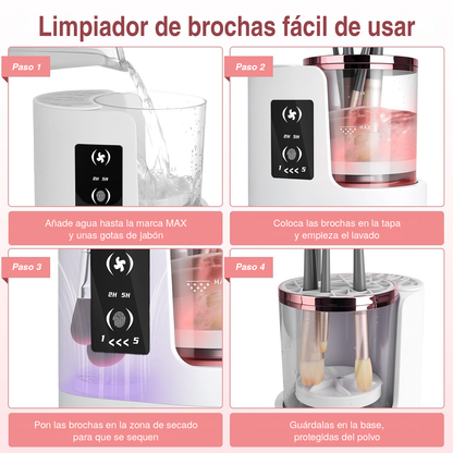 BrushSpa – Limpiador y Secador Eléctrico de Brochas de Maquillaje 2 en 1